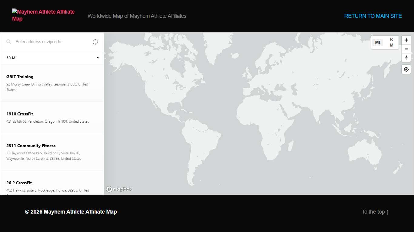 Mayhem Athlete Affiliates Map - Mayhem Athlete Affiliate Map